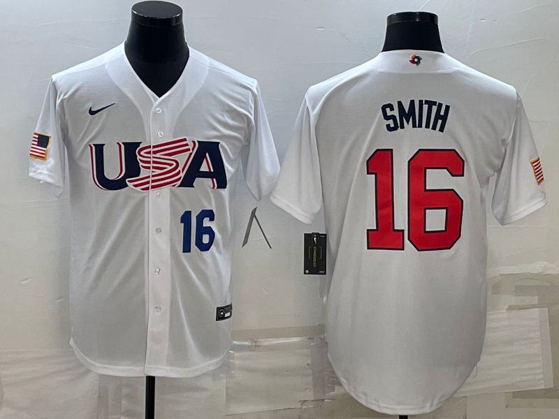 Men 2023 World Cub USA #16 Smith White Nike MLB Jersey->more jerseys->MLB Jersey